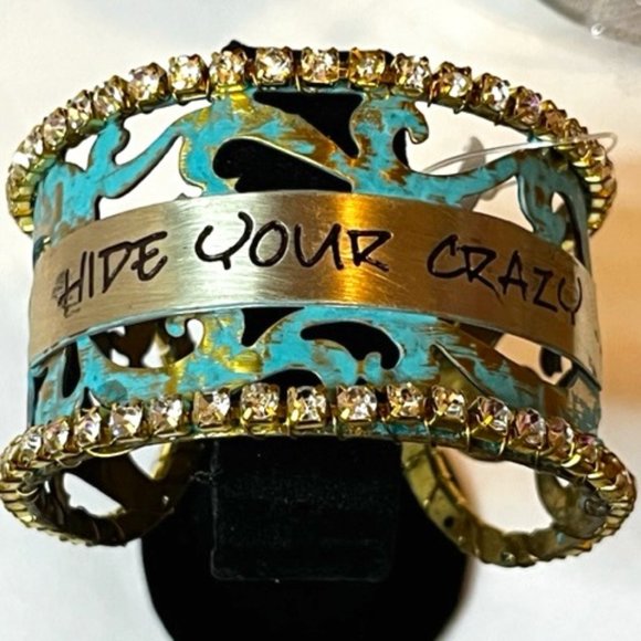 COPY - Hide Your Crazy Turquois and Mixed Metals Cuff Bracelet. - Picture 1 of 2